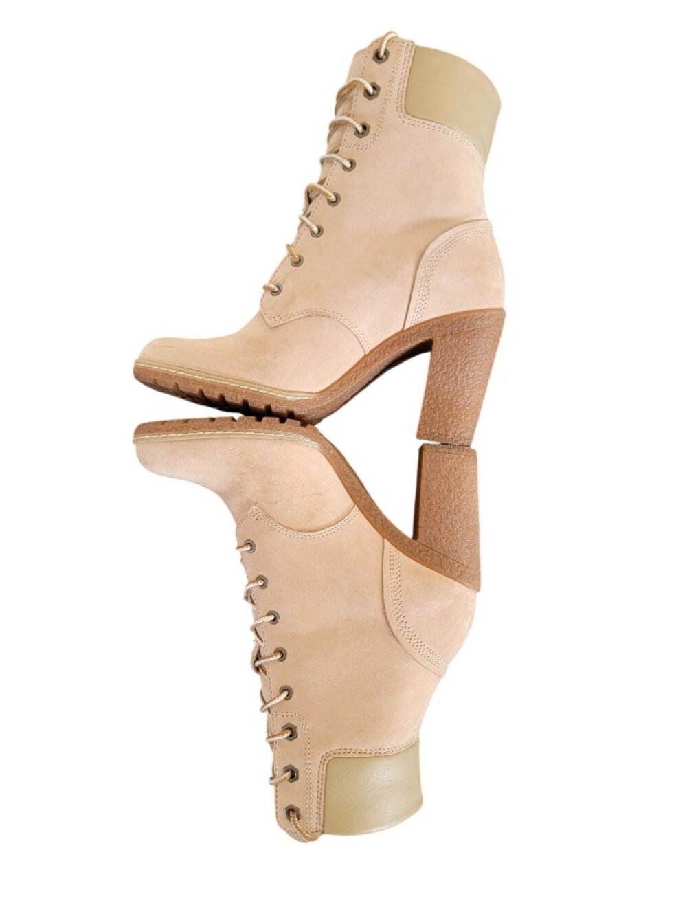 Timberland Women's Tan Leather Lace-Up Heeled Boots – Size 8 - Picture 3 of 11
